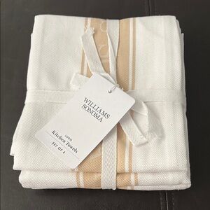Williams Sonoma Cream and White Kitchen Towels